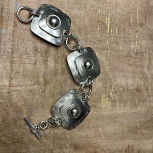 Vintage Oranium Paris/ made in France Elegant Silver Square Link Bracelet